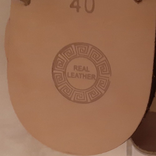 Greek sandals flat flip-flops size 40 new, genuine leather gold