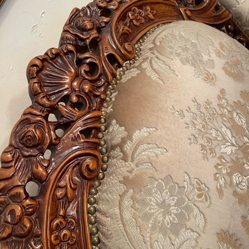Baroque Sofa Set like new with 3-seat sofa, 2 armchairs and round table