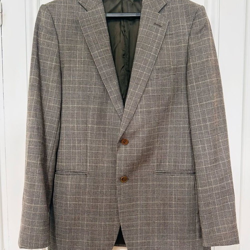 Zara Man Slim Fit Glen Plaid checked jacket like new, beige