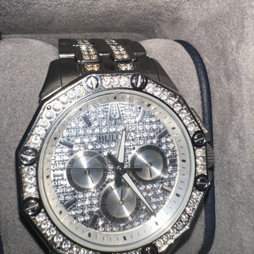 Bulova Crystal Swarovski Watch 41.5mm like new, unisex, silver