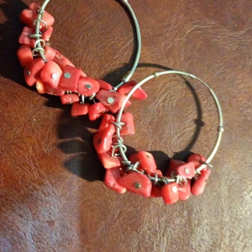 Women's earrings made of natural coral like new