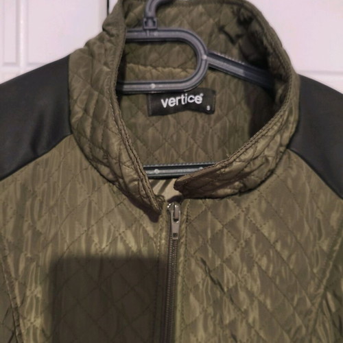 Plus Size Jacket new NoS khaki with black quilted and leather details