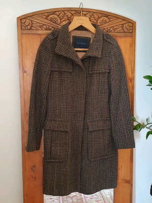 Μάλλινο γυναικείο παλτό Zara μεταχειρισμένο, μέγεθος small, καφέ