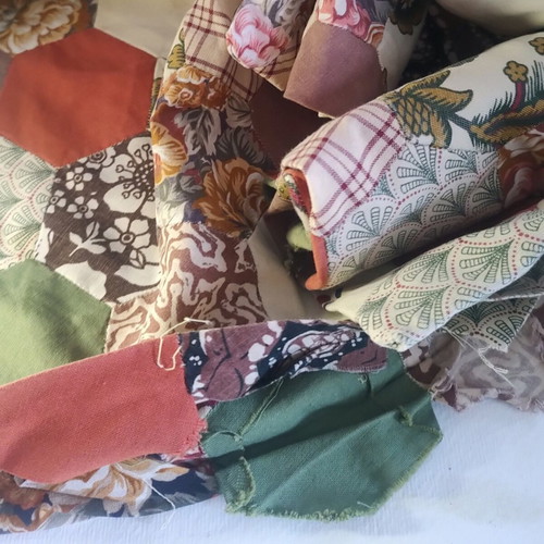 Patchwork cushion covers used, hand sewn vintage, set of 2