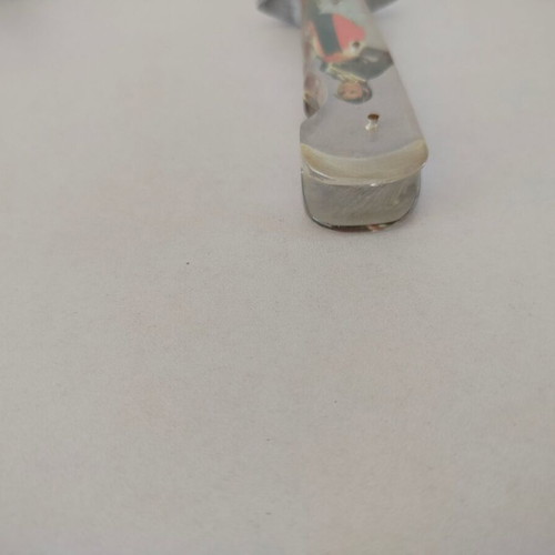 Traditional Cretan decorative souvenir knife with engraved mantinada on blade