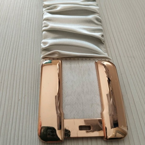 Satin belt off-white elastic with gold buckle like new adjustable