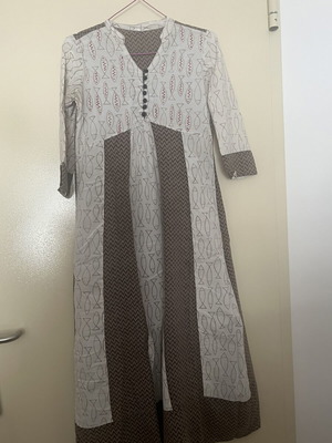 Beach dress with fish embroidery used, size S, cotton