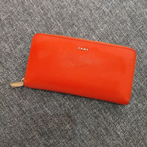 DKNY leather wallet like new, red orange