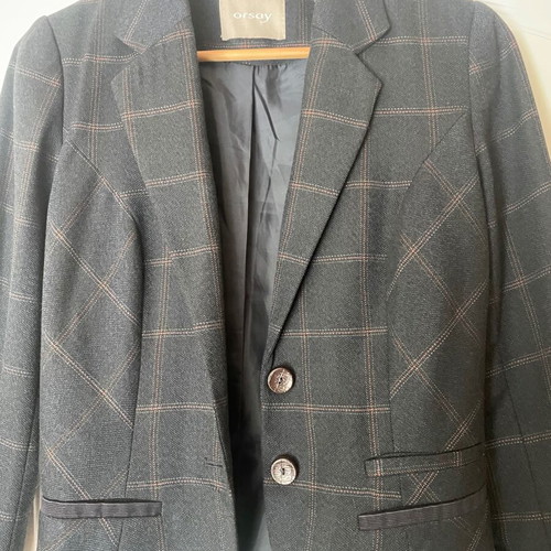 Orsay jacket blue with brown stripe and corduroy elbow in like new condition