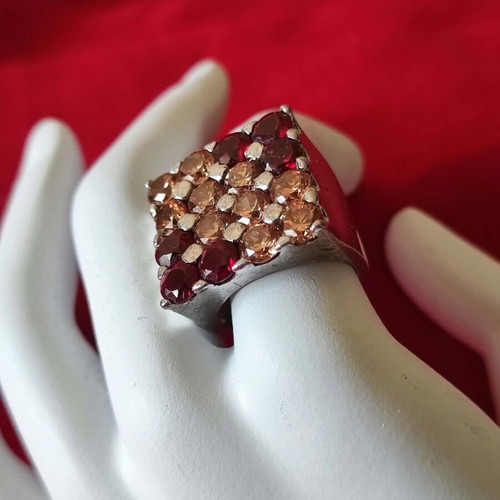 Silver ring 925 with ruby and citrine stones, like new