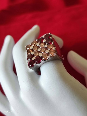 Silver ring 925 with ruby and citrine stones, like new