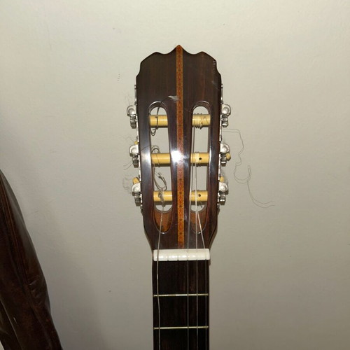 Vintage M. Suzuki Model 105 classical guitar with retro case, like new