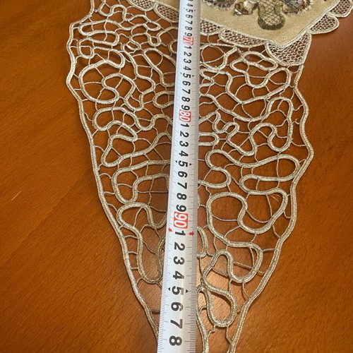 Lace embroidery like new with beads and gold festive design