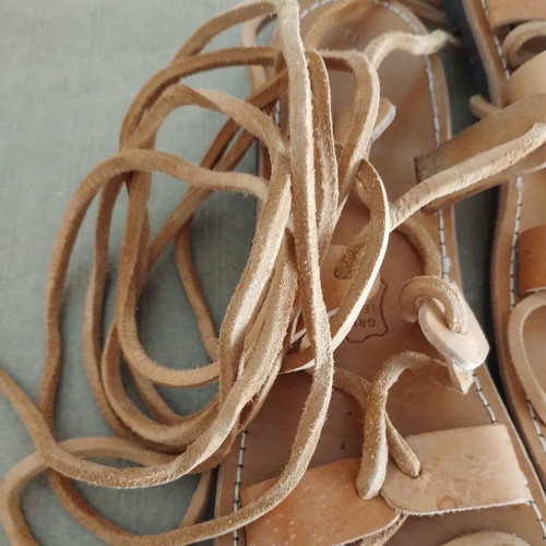 Leather handmade sandals like new, size 38, beige