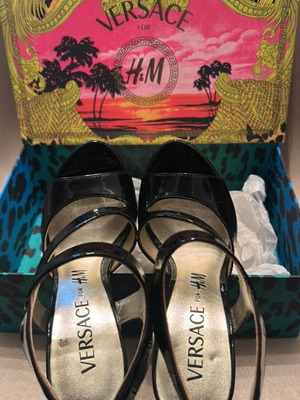 Versace for H&M black sandals size 36 like new leather