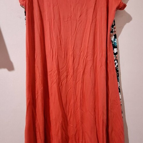 Dress salmon with flowers new, elastic, size L