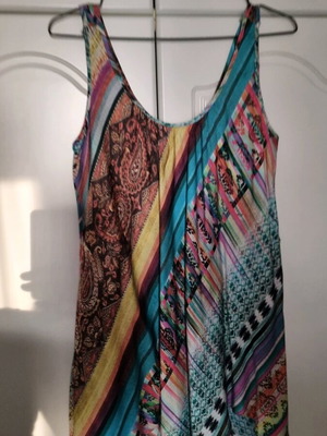Lucifair sleeveless satin blouse colorful Large like new