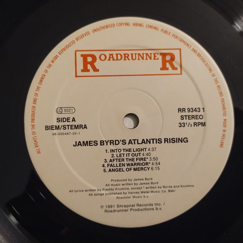 James Byrd's Atlantis Rising LP like new, metal