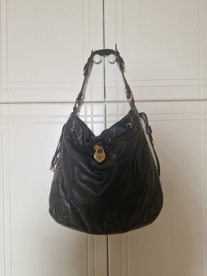 Juicy Couture shoulder bag used, black leather with gold details