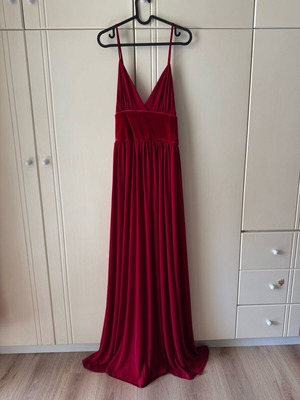 Maxi βραδινό φόρεμα με βελούδινο φιόγκο, ανοιχτή πλάτη, άριστη κατάσταση