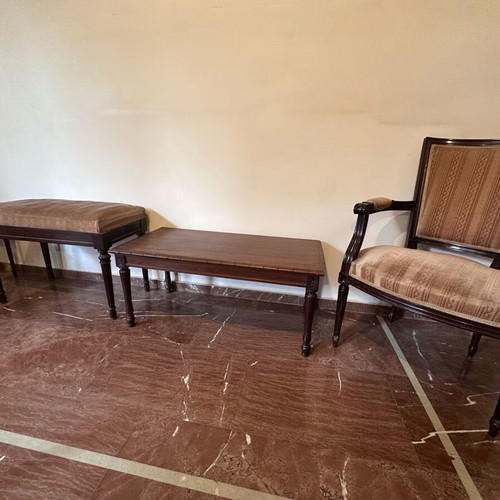 Vintage dark wood living room set like new