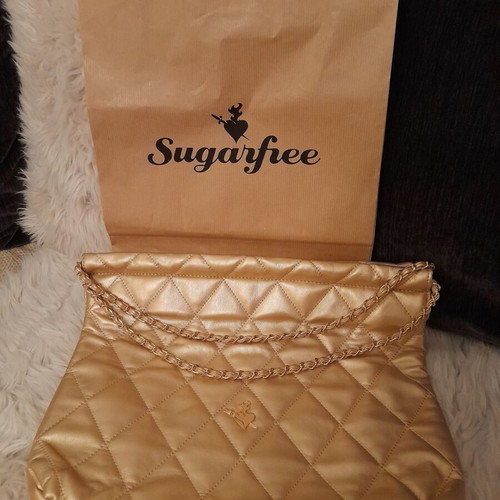 SugarFree quilted gold shoulder bag like new