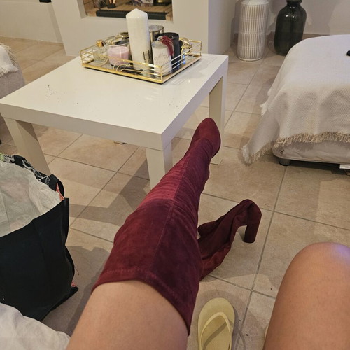 Over knee boots like new, red, size 36