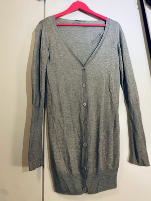 Bershka Long Thin Cardigan Gray Like New Size M