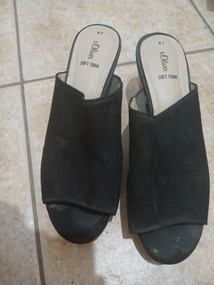 S.Oliver women's black velvet mule shoes, size 41
