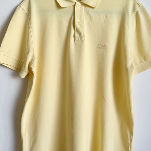 Hugo Boss Pima Cotton Polo Shirt Yellow Slim Fit Size L like new