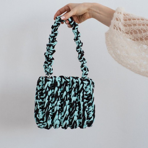 Handmade Crochet Bag, Shoulder and Crossbody, Turquoise Brown