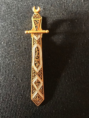 Винтидж позлатен клип за вратовръзка нов с дизайн на меча Зулфикар