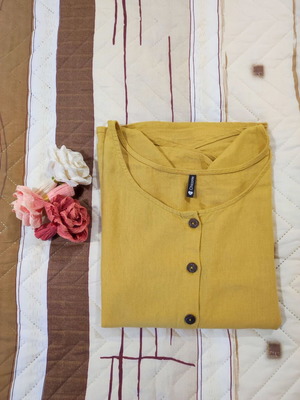 Chicoree women's linen blend shirt jacket XL like new, mustard yellow