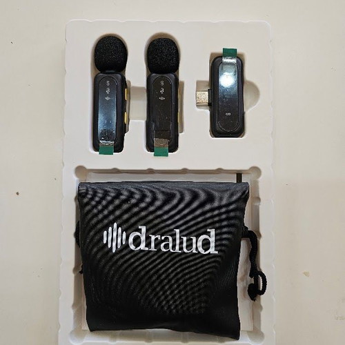 Dralud M1 Wireless Lavalier Microphone Set for iPhone, Android, USB-C, Lightning