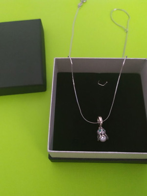 925 Silver Octopus Pendant with Synthetic Pearl new