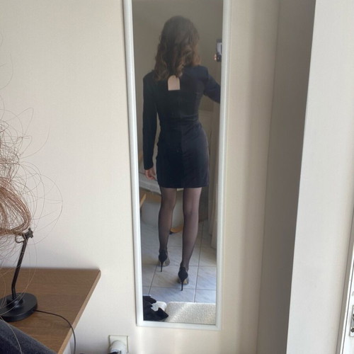 Black velvet mini dress one size new