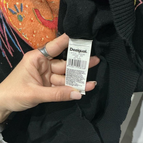 Desigual knitted blouse like new with colorful design, black
