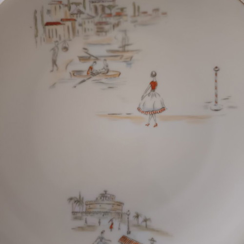 Vintage Winterling Bavaria porcelain dessert set like new, platter & 4 plates