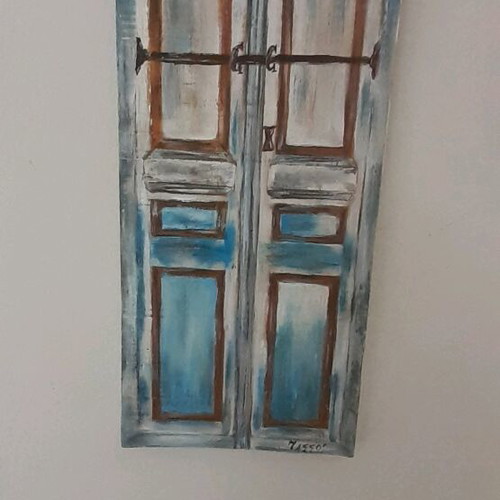 Wooden painted surface traditional Cyprus door
