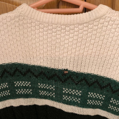 Knitted men's tricolor long-sleeve sweater used, size S-M
