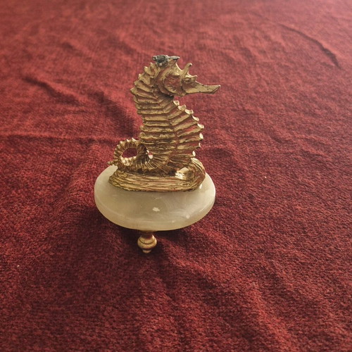 Collectible bronze seahorse statue used with onyx base