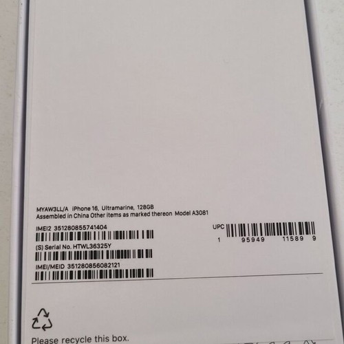 Apple iPhone 16 128GB Ultramarine refurbished, like new
