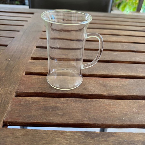 Set of 6 transparent glass tea coffee mugs with handle