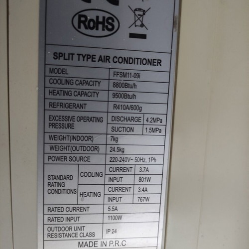 Fujimi 9,000 BTU split air conditioner FFSM11-09