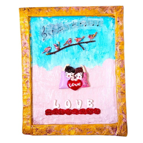 Handmade Saint Valentine frame "The Melody of Love" new