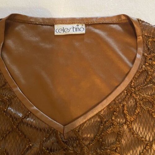 Celestino short-sleeve blouse like new with golden lace, size M