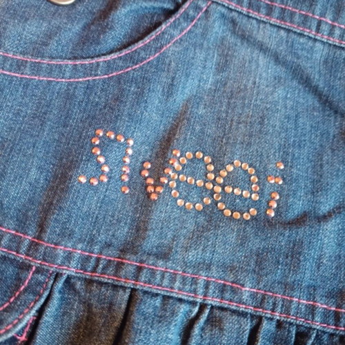 Allouette denim dress for girl 3 years 98 cm like new, pink details