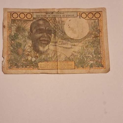 1000 Francs West Africa 1970 used banknote