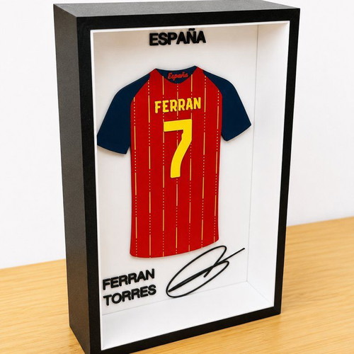 Spain Football Jersey 3D Shadow Box with Player Name and Number