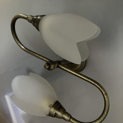 Vintage lamp light used, glass with beige shade